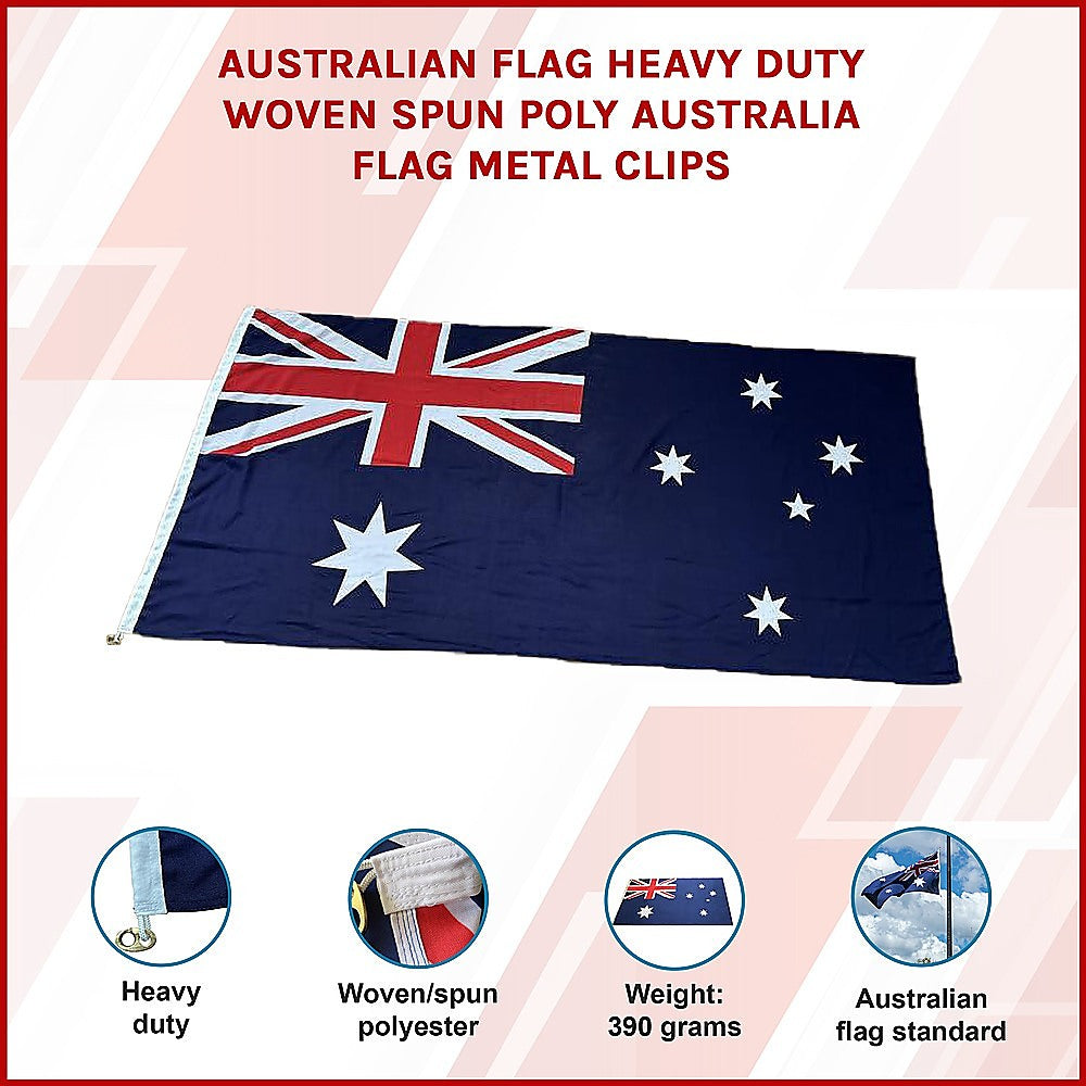 Australian Flag Heavy Duty Woven Spun Poly Australia Flag Metal Clips V63-840431