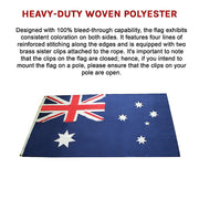 Australian Flag Heavy Duty Woven Spun Poly Australia Flag Metal Clips V63-840431