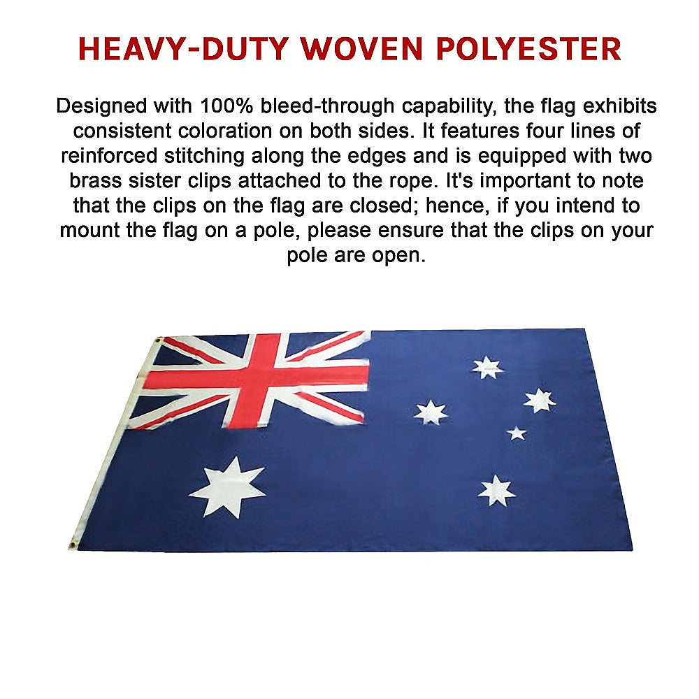 Australian Flag Heavy Duty Woven Spun Poly Australia Flag Metal Clips V63-840431