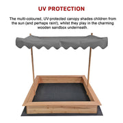 Kids Wooden Toy Sandpit with Adjustable Canopy V63-840451