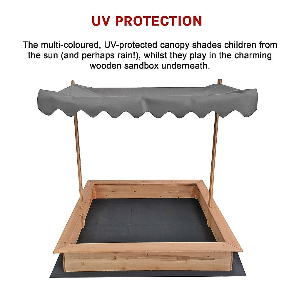Kids Wooden Toy Sandpit with Adjustable Canopy V63-840451