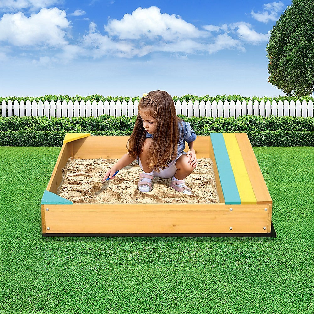 Wooden Kids Backyard Sandbox Children Outdoor Play Toy Sandpit V63-840471