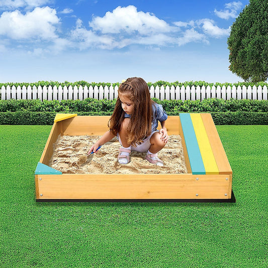 Wooden Kids Backyard Sandbox Children Outdoor Play Toy Sandpit V63-840471