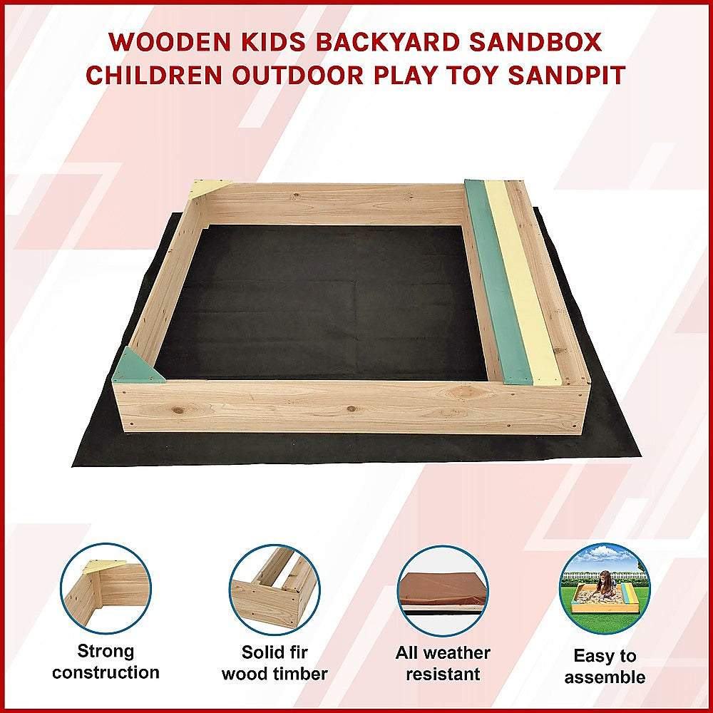 Wooden Kids Backyard Sandbox Children Outdoor Play Toy Sandpit V63-840471