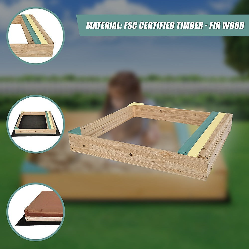 Wooden Kids Backyard Sandbox Children Outdoor Play Toy Sandpit V63-840471