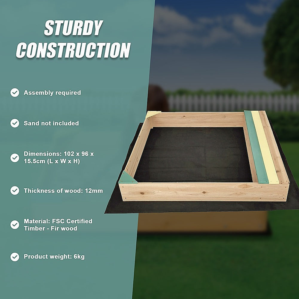 Wooden Kids Backyard Sandbox Children Outdoor Play Toy Sandpit V63-840471