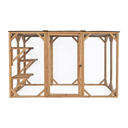 180cm Large Cat Enclosure Wooden Outdoor Cage with 3 Platforms V63-840481