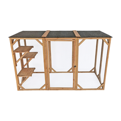 180cm Large Cat Enclosure Wooden Outdoor Cage with 3 Platforms V63-840481