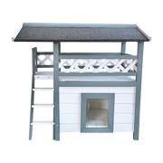 Cat House Weatherproof 2-Story Indoor Outdoor Wooden Shelter Bitumen Roof