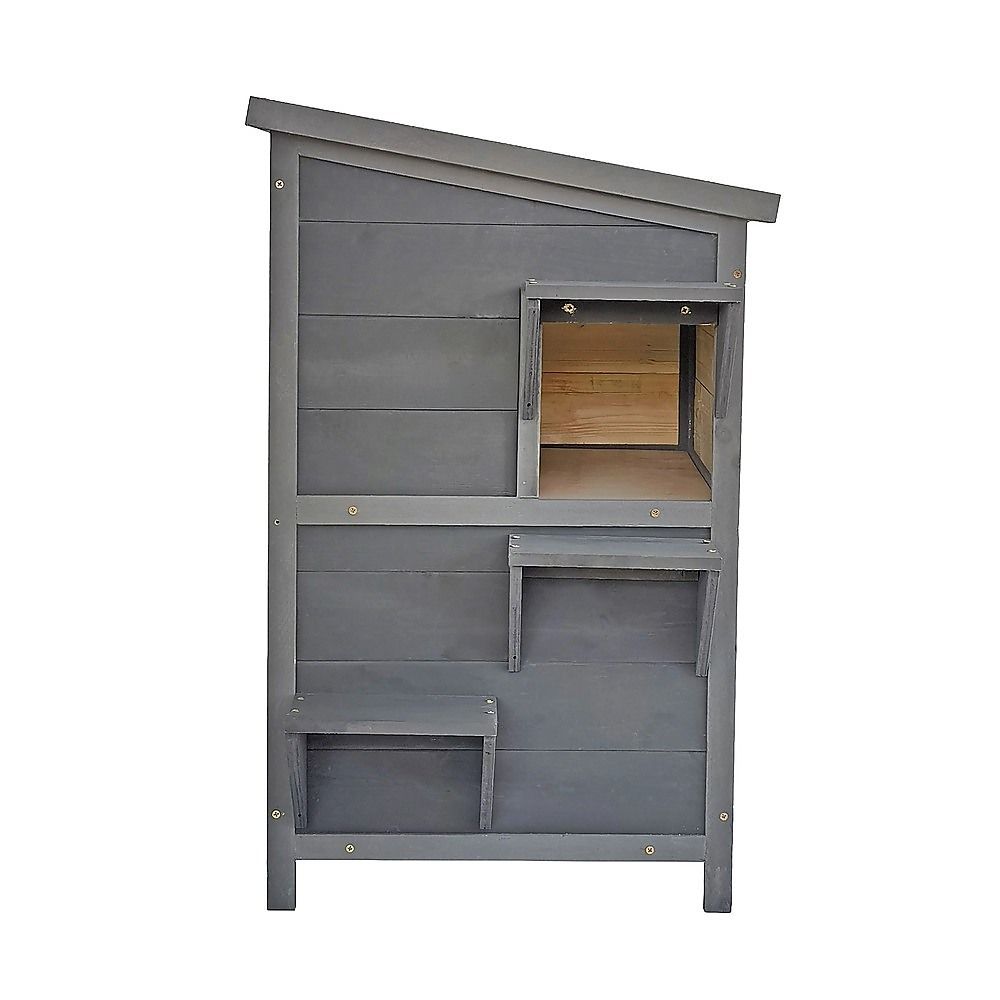 Cat House Weatherproof 2-Story Indoor Outdoor Wooden Shelter Bitumen Roof