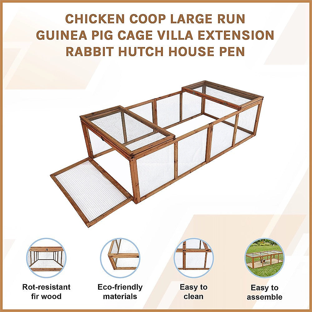 Chicken coop LARGE Run Guinea Pig Cage Villa Extension Rabbit hutch house pen V63-840511