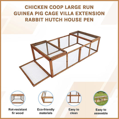 Chicken coop LARGE Run Guinea Pig Cage Villa Extension Rabbit hutch house pen V63-840511