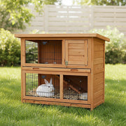 Large Rabbit Hutch with BASE Chicken Coop 2 Storey Guinea Pig Pet Cage House V63-840521