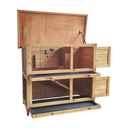 Large Rabbit Hutch with BASE Chicken Coop 2 Storey Guinea Pig Pet Cage House V63-840521