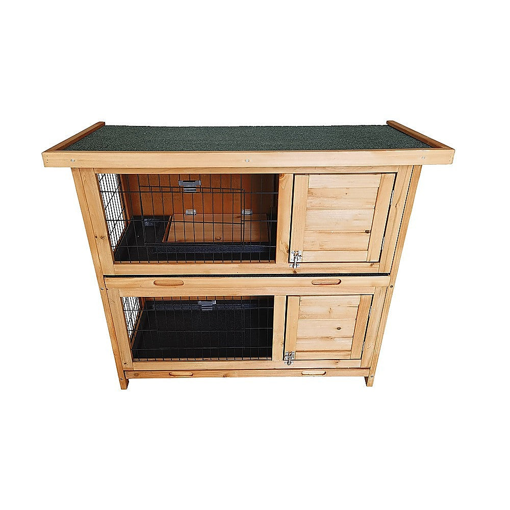 Large Rabbit Hutch with BASE Chicken Coop 2 Storey Guinea Pig Pet Cage House V63-840521
