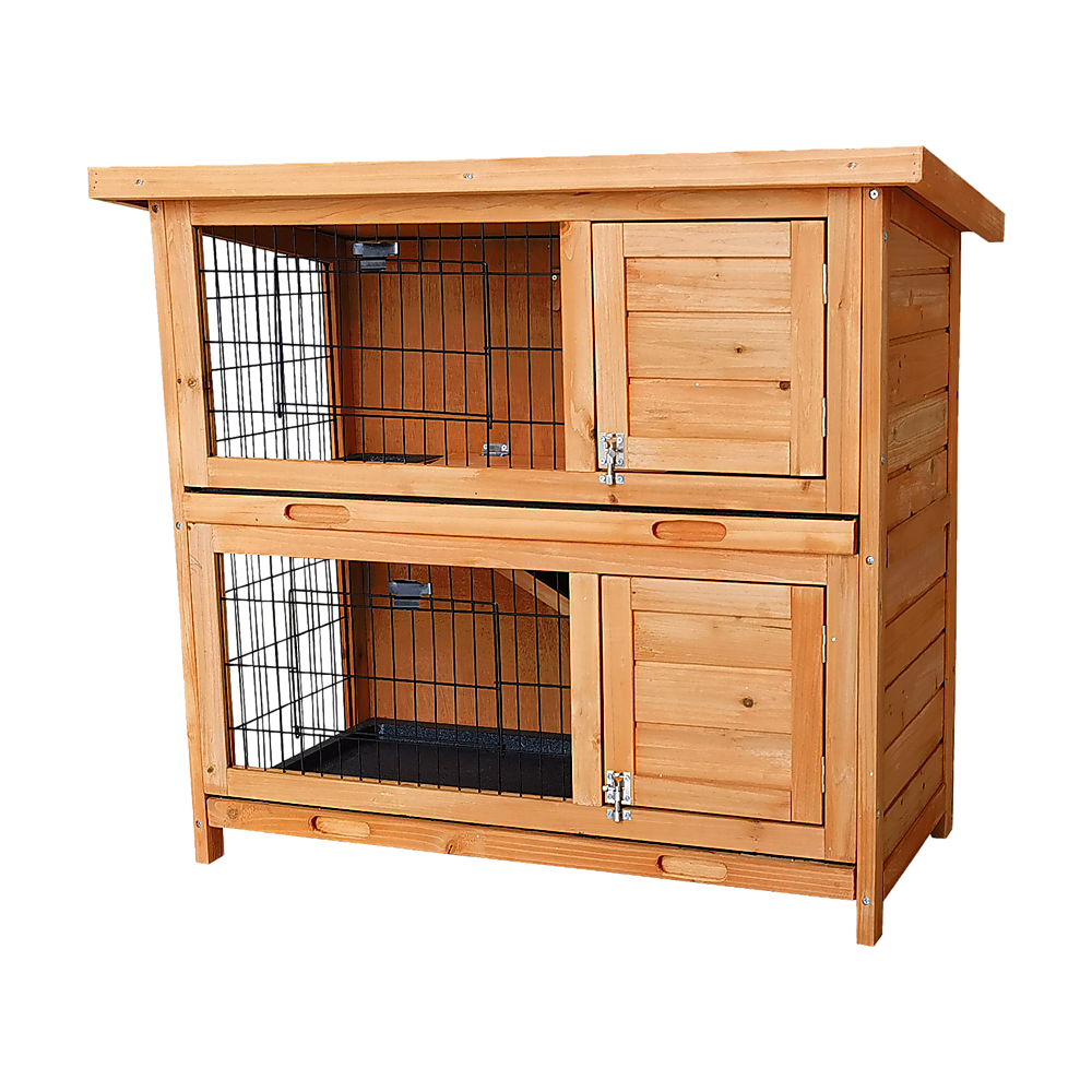 Large Rabbit Hutch with BASE Chicken Coop 2 Storey Guinea Pig Pet Cage House V63-840521