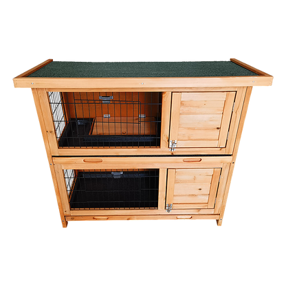 Large Rabbit Hutch with BASE Chicken Coop 2 Storey Guinea Pig Pet Cage House V63-840521