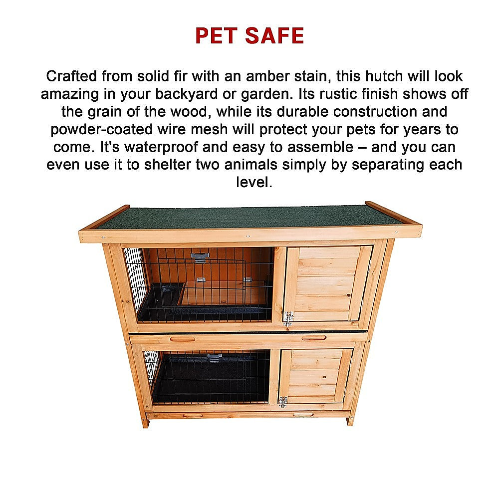 Large Rabbit Hutch with BASE Chicken Coop 2 Storey Guinea Pig Pet Cage House V63-840521
