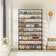 10-Tier Metal Shoe Rack Black - Large 50-Pair Shoe Storage Organiser Shelf V63-840551