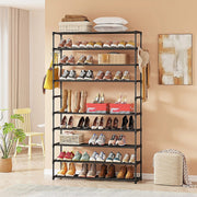 10-Tier Metal Shoe Rack Black - Large 50-Pair Shoe Storage Organiser Shelf V63-840551