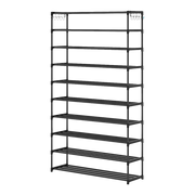 10-Tier Metal Shoe Rack Black - Large 50-Pair Shoe Storage Organiser Shelf V63-840551