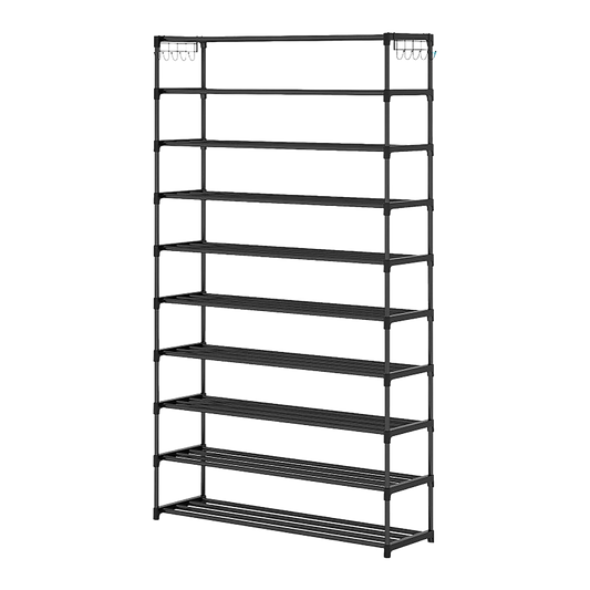 10-Tier Metal Shoe Rack Black - Large 50-Pair Shoe Storage Organiser Shelf V63-840551