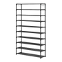10-Tier Metal Shoe Rack Black - Large 50-Pair Shoe Storage Organiser Shelf V63-840551