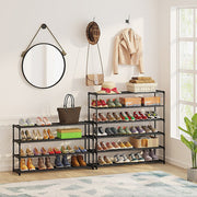 10-Tier Metal Shoe Rack Black - Large 50-Pair Shoe Storage Organiser Shelf V63-840551