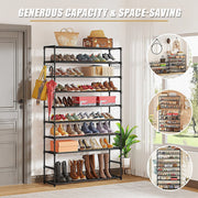 10-Tier Metal Shoe Rack Black - Large 50-Pair Shoe Storage Organiser Shelf V63-840551