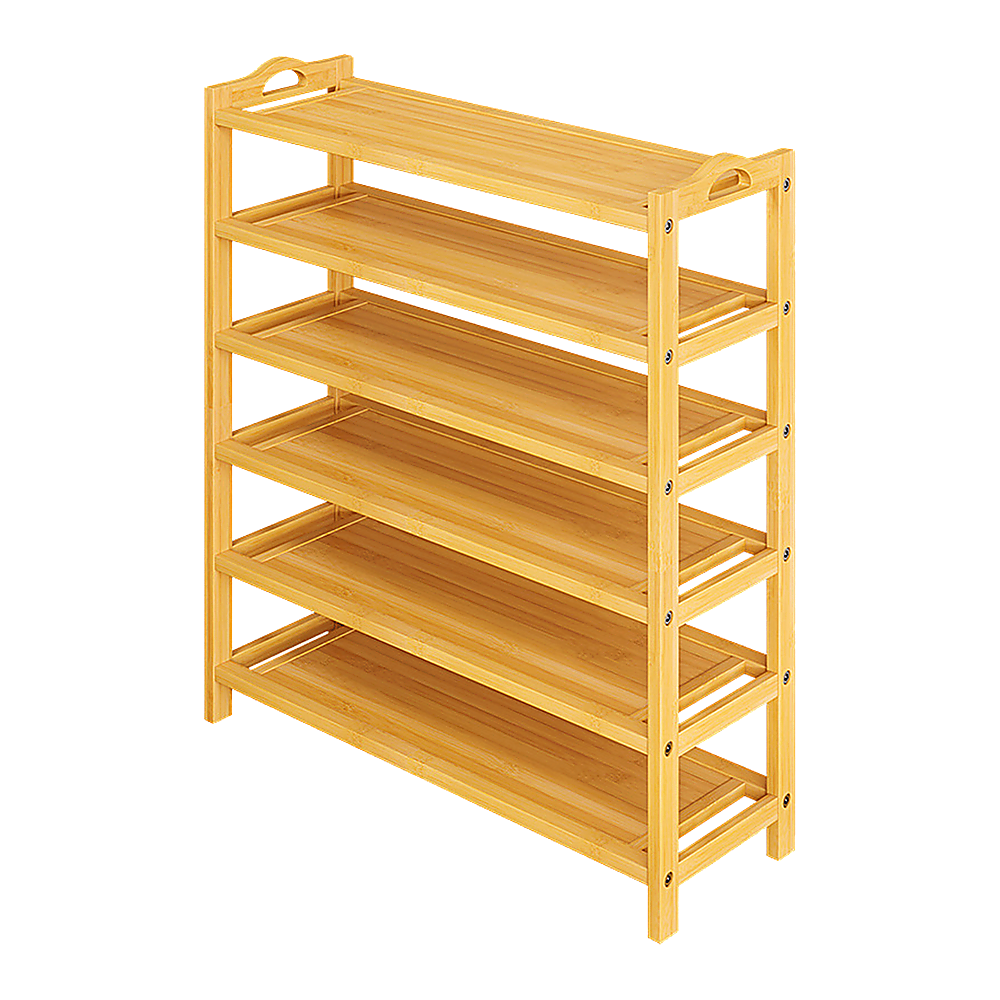 6 Layers Natural Wood Bamboo Shelf Entryway Storage Shoe Rack Home Furniture V63-840561