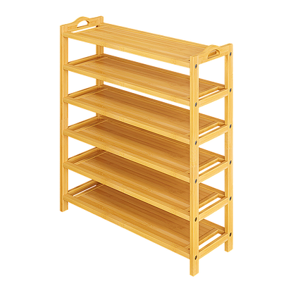 6 Layers Natural Wood Bamboo Shelf Entryway Storage Shoe Rack Home Furniture V63-840561