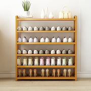 6 Layers Natural Wood Bamboo Shelf Entryway Storage Shoe Rack Home Furniture V63-840561