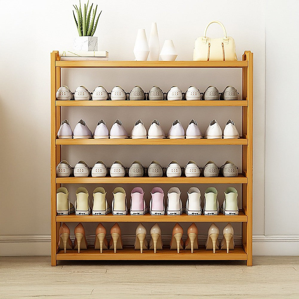 6 Layers Natural Wood Bamboo Shelf Entryway Storage Shoe Rack Home Furniture V63-840561