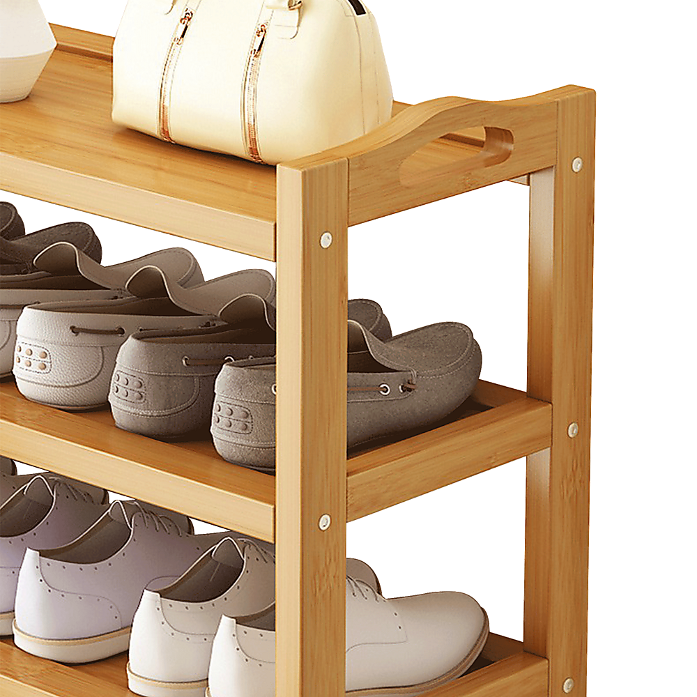 6 Layers Natural Wood Bamboo Shelf Entryway Storage Shoe Rack Home Furniture V63-840561