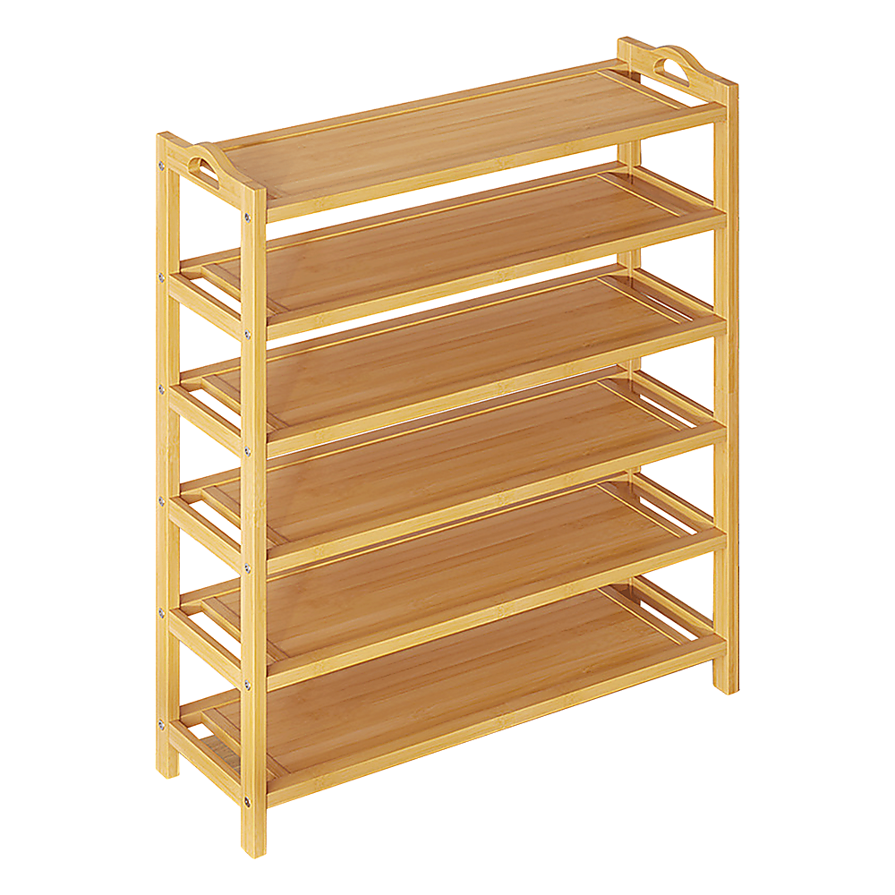 6 Layers Natural Wood Bamboo Shelf Entryway Storage Shoe Rack Home Furniture V63-840561