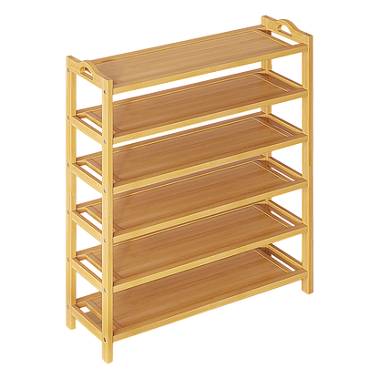 6 Layers Natural Wood Bamboo Shelf Entryway Storage Shoe Rack Home Furniture V63-840561