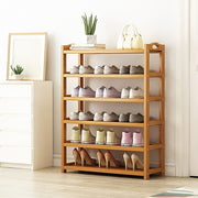 6 Layers Natural Wood Bamboo Shelf Entryway Storage Shoe Rack Home Furniture V63-840561