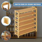 6 Layers Natural Wood Bamboo Shelf Entryway Storage Shoe Rack Home Furniture V63-840561