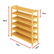 6 Layers Natural Wood Bamboo Shelf Entryway Storage Shoe Rack Home Furniture V63-840561