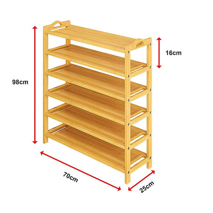 6 Layers Natural Wood Bamboo Shelf Entryway Storage Shoe Rack Home Furniture V63-840561