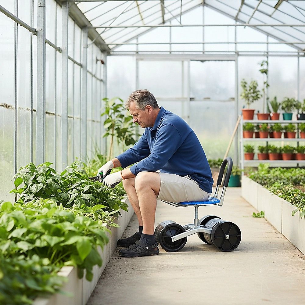 Gardening Seat Portable Height Adjustable Folding Stool With Kneeling Pad For Comfortable Garden Work V63-840571