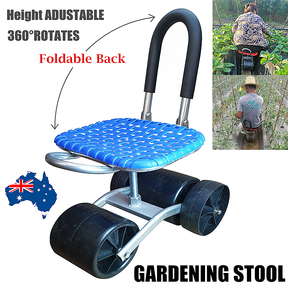 Gardening Seat Portable Height Adjustable Folding Stool With Kneeling Pad For Comfortable Garden Work V63-840571