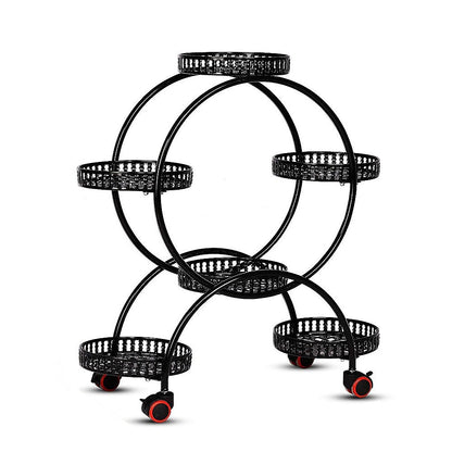 4 Layer 6 Pots Flower Holder Plant Stand Shelf 4-Wheel Free Moving Rack V63-840601