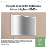Rectangular Mirror LED Anti-Fog Illuminated Bathroom Living Room - 120x80cm V63-840621