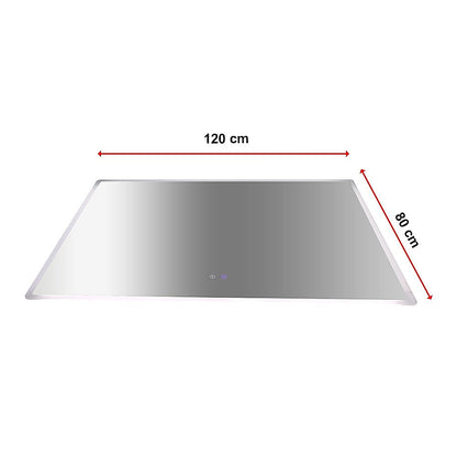 Rectangular Mirror LED Anti-Fog Illuminated Bathroom Living Room - 120x80cm V63-840621