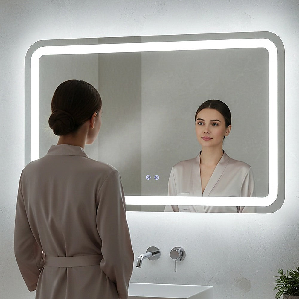 Rectangular Mirror LED Anti-Fog Illuminated Bathroom Living Room - 120x80cm V63-840621