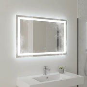 Rectangular Mirror LED Anti-Fog Illuminated Bathroom Living Room - 120x80cm V63-840621