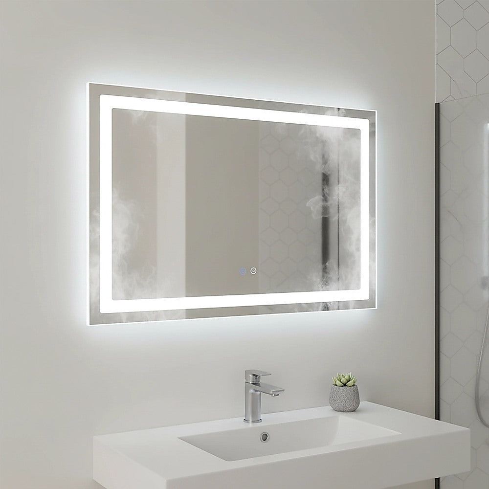 Rectangular Mirror LED Anti-Fog Illuminated Bathroom Living Room - 120x80cm V63-840621