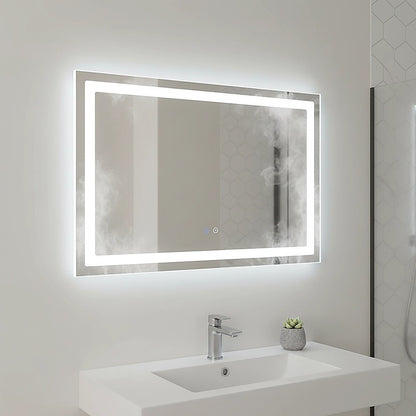 Rectangular Mirror LED Anti-Fog Illuminated Bathroom Living Room - 120x80cm V63-840621