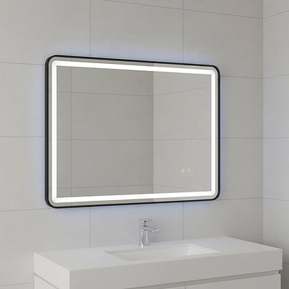 Rectangular Mirror LED Anti-Fog Illuminated Bathroom Living Room - 90x70cm V63-840631